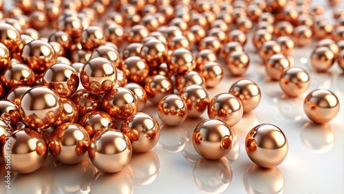 Detailed, isolated depiction of copper nanoparticles on a spotless white background, revealing their subtle, irregular shapes and mesmerizing reflective properties.