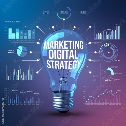 Digital marketing strategy concept with data analysis