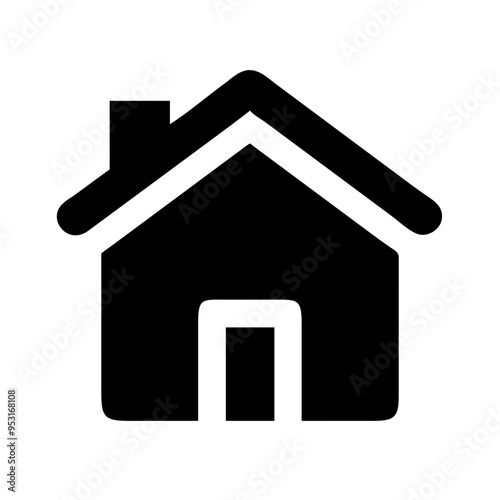 A simple and recognizable home icon, designed to represent the homepage or main navigation point in digital interfaces. Featuring a classic house shape with a roof and doorway, this icon is ideal f