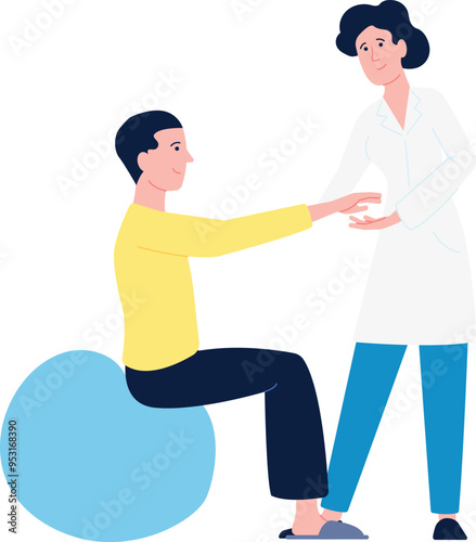 Trauma recovery. Doctor check patient healing proccess