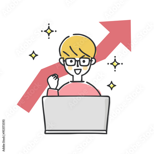 成功した男性のイラスト
