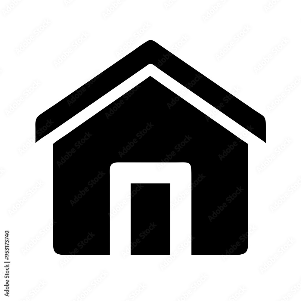 A simple and recognizable home icon, designed to represent the homepage or main navigation point in digital interfaces. Featuring a classic house shape with a roof and doorway, this icon is ideal f A simple and recognizable home icon, designed to represent the homepage or main navigation point in digital interfaces. Featuring a classic house shape with a roof and doorway, this icon is ideal f