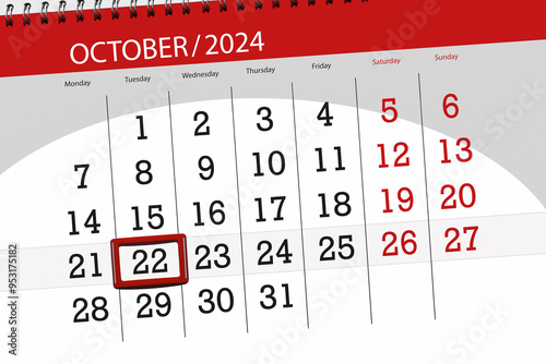 Calendar 2024, deadline, day, month, page, organizer, date, October, tuesday, number 22