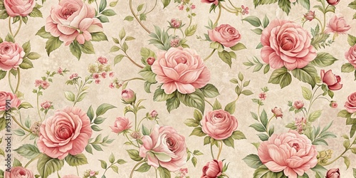 Wallpaper Mural Elegant Wallpaper Featuring A Timeless Rose Pattern In Hues Of Pink, Evoking A Sense Of Femininity And Classicism. Torontodigital.ca