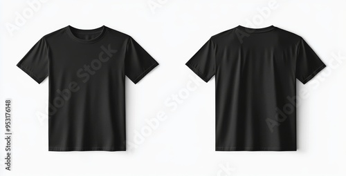Blank Black T Shirt Mockup Front and Back View
