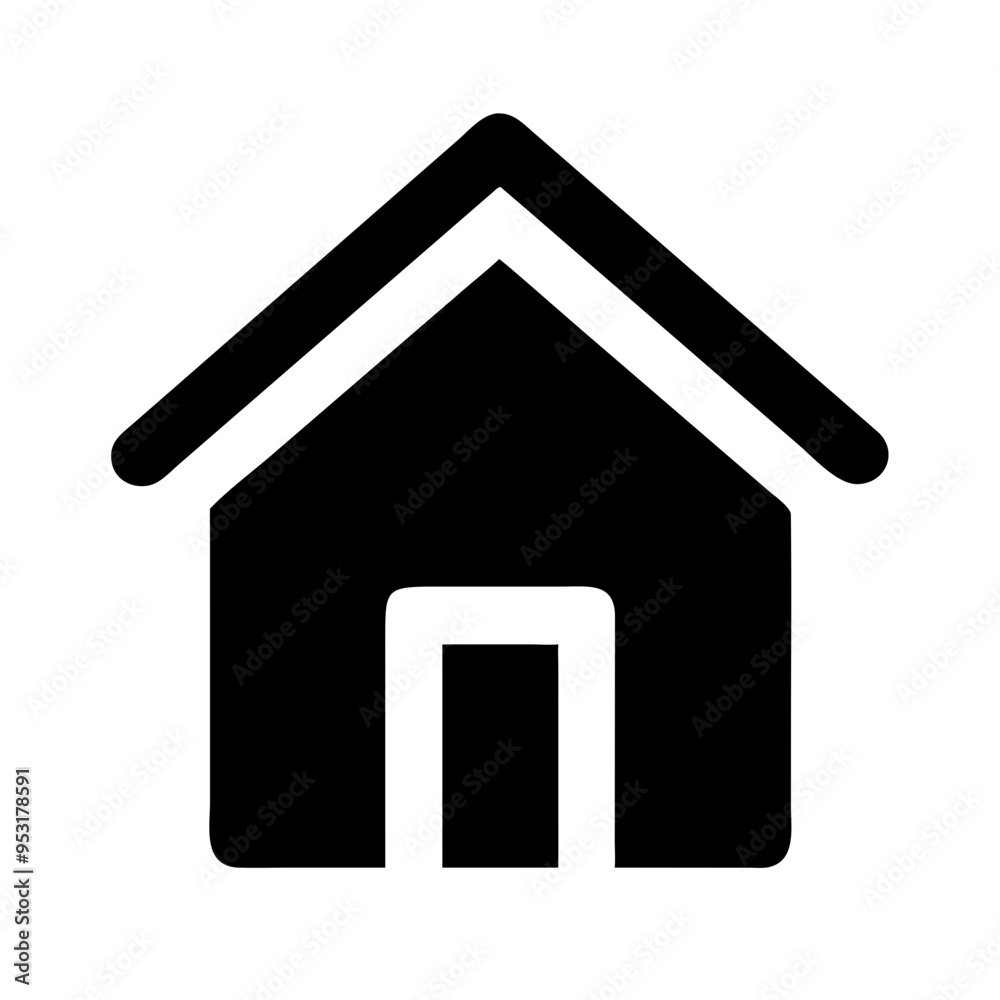 A simple and recognizable home icon, designed to represent the homepage or main navigation point in digital interfaces. Featuring a classic house shape with a roof and doorway, this icon is ideal f A simple and recognizable home icon, designed to represent the homepage or main navigation point in digital interfaces. Featuring a classic house shape with a roof and doorway, this icon is ideal f