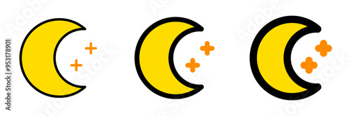 Editable crescent moon and stars vector icon. Part of a big icon set family. Perfect for web and app interfaces, presentations, infographics, etc