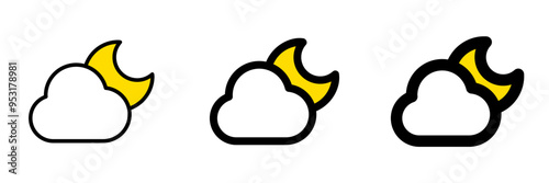 Editable night sky, moon and cloud vector icon. Part of a big icon set family. Perfect for web and app interfaces, presentations, infographics, etc
