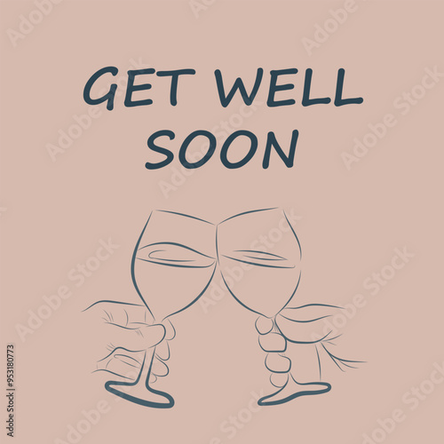 Get Well Soon Card template ilustration for your social media or printing