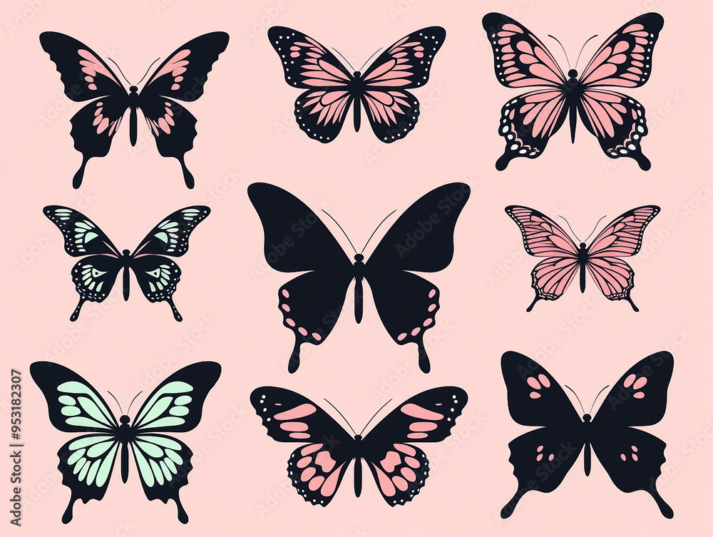 custom made wallpaper toronto digitalButterflies silhouette set 