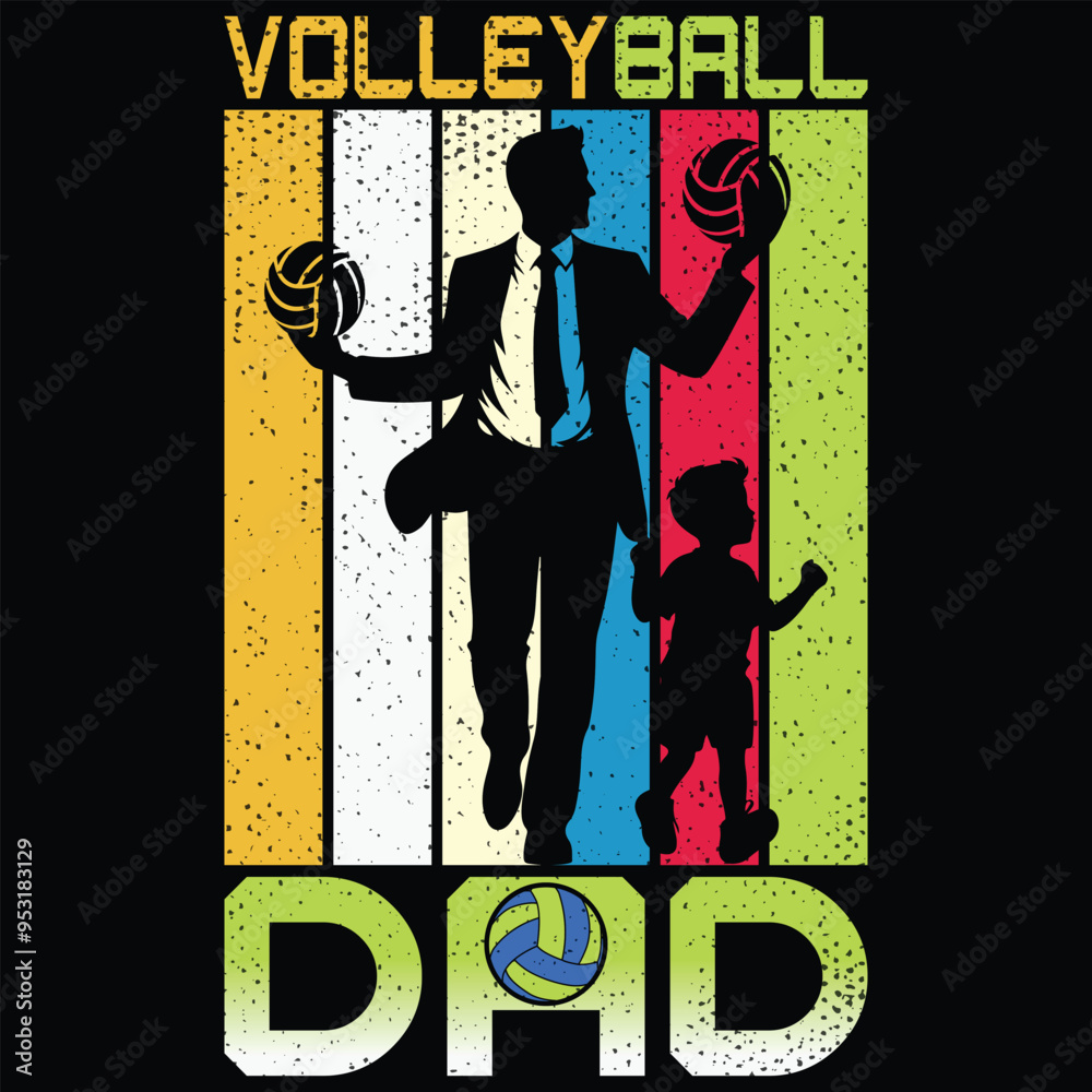 Obraz premium Volleyball Dad Like A Regular Dad But Cooler Dad Lover Father's Day Volleyball T-Shirt Design