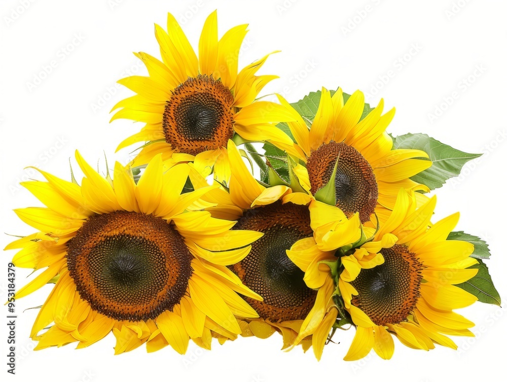 Fototapeta premium Sunflower Symphony: A Captivating Arrangement in 4:3 Aspect Ratio