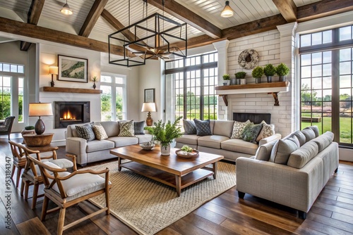 Farmhouse interior design of modern living room