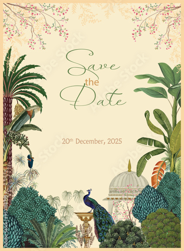 Mughal Wedding invitation card design, Traditional mughal wedding card.
