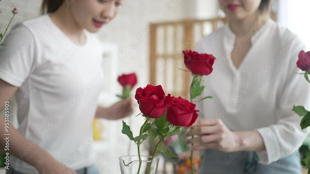 Young entrepreneurs are working at florist shop. Small business and leisure activity. Young entrepreneurs are working at florist shop. Small business and leisure activity.