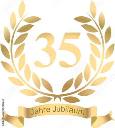 Laurels For the 35th anniversary with text in German