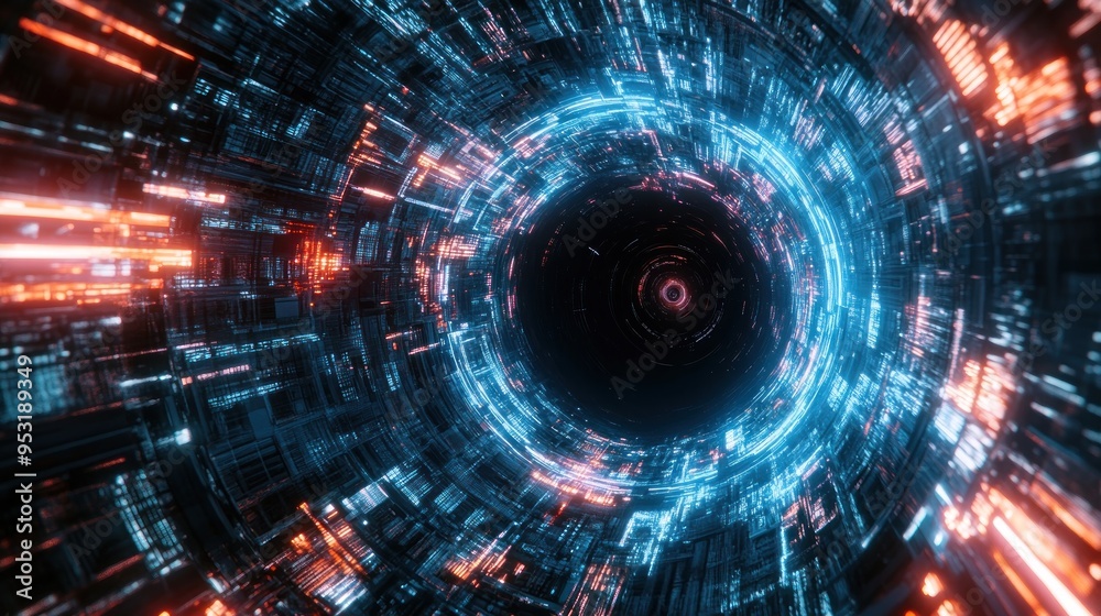 Abstract Neon Tunnel - Futuristic Sci-Fi Journey Abstract Neon Tunnel - Futuristic Sci-Fi Journey