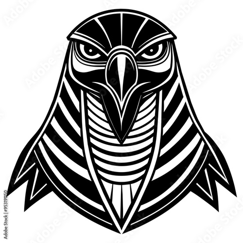 Minimalistic Horus falcon head 2 and An Owl on a white background Vector Design and illustration