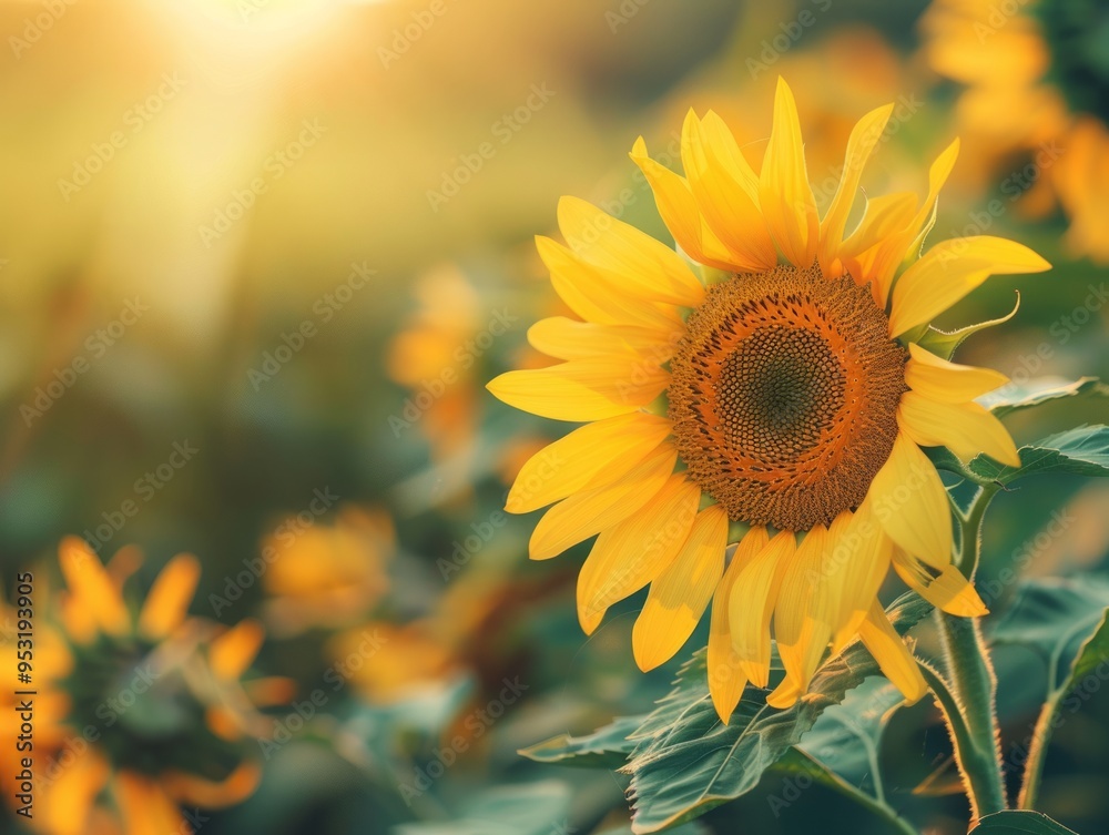 Fototapeta premium Sunflower Splendor: A Vibrant Display of Agricultural Beauty in the Summer Fields
