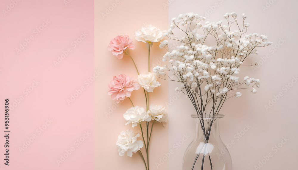 Obraz premium A solid color, like beige or soft pink, that provides a clean and unintrusive backdrop.