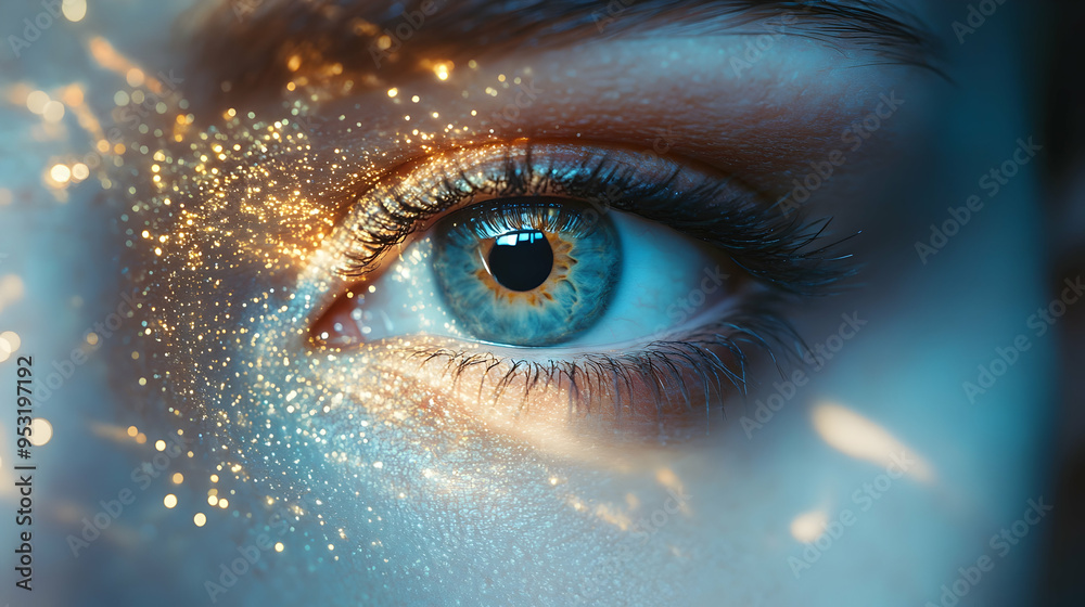 Close up of woman eye in process of scanning.AI Close up of woman eye in process of scanning.AI