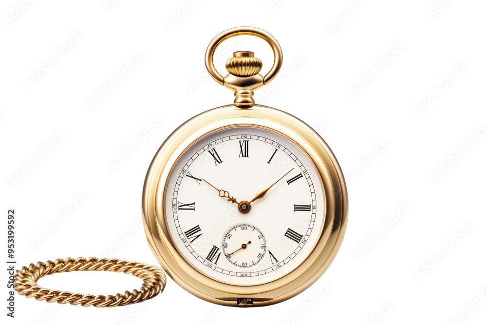 A classic gold pocket watch isolated on white background A classic gold pocket watch isolated on white background