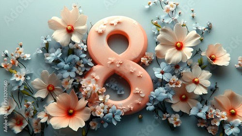 3D peach number eight surro...