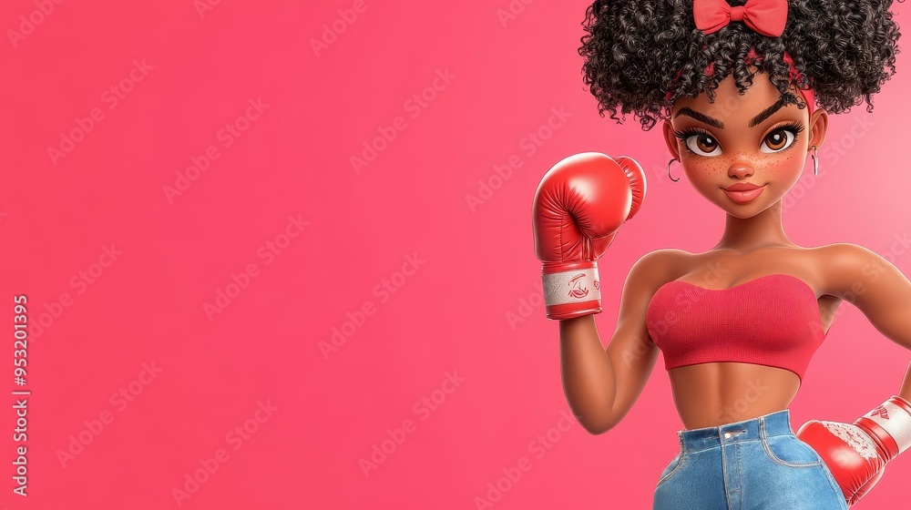 Celebrate awareness with a cute cartoon girl in boxing gloves, promoting strength and hope this breast cancer awareness month. Celebrate awareness with a cute cartoon girl in boxing gloves, promoting strength and hope this breast cancer awareness month.