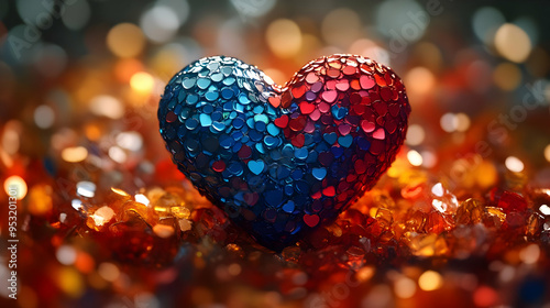 A blue and red heart-shaped...