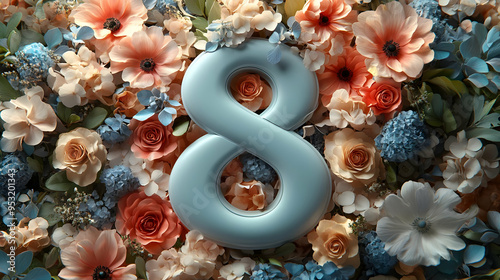 A blue number eight surroun...