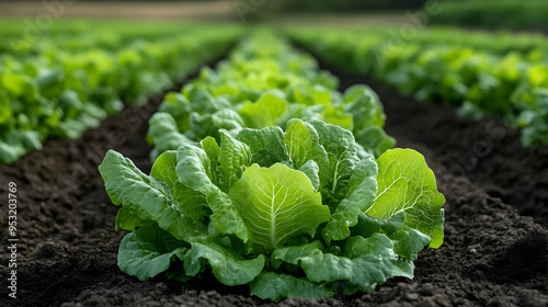 A close-up of a lush green ...