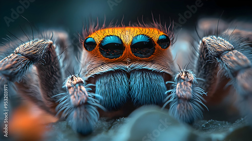 A close-up of a spider with...