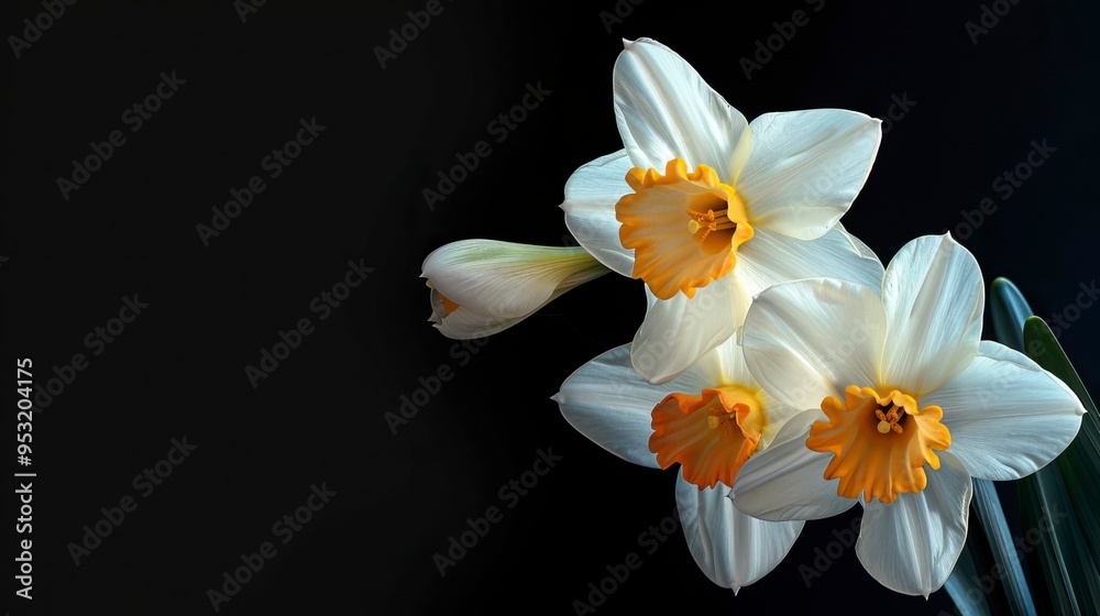 Daffodils on a black background Daffodils on a black background
