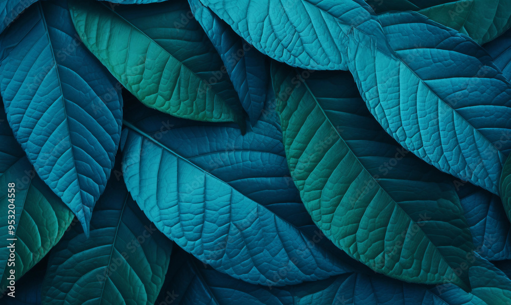 closeup nature view of cyan leaves background closeup nature view of cyan leaves background