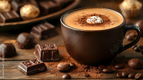 A cup of coffee with a dust...