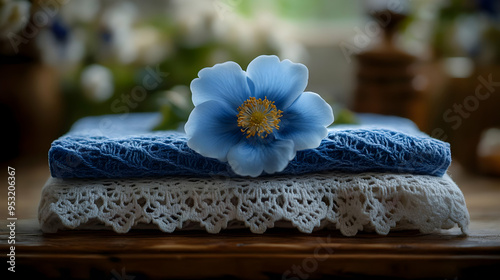A delicate blue flower rest...