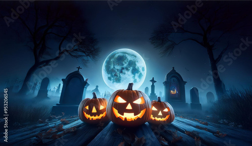 halloween background with Jack O' Lanterns