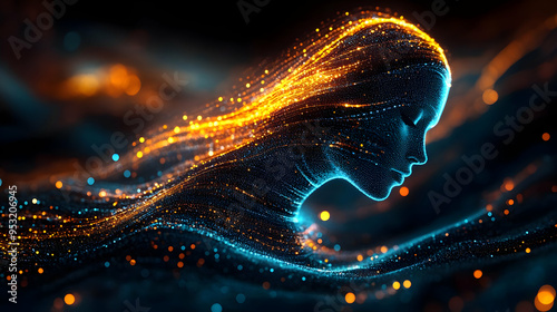 A digital woman's face made...