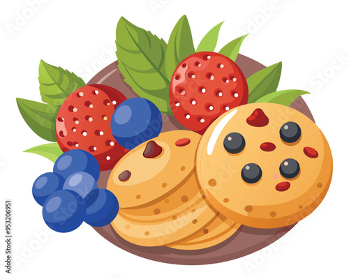 cookies and berries vector illustration