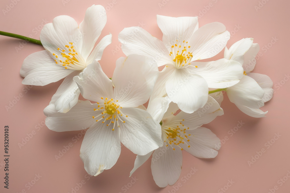A bunch of white flowers with yellow centers A bunch of white flowers with yellow centers