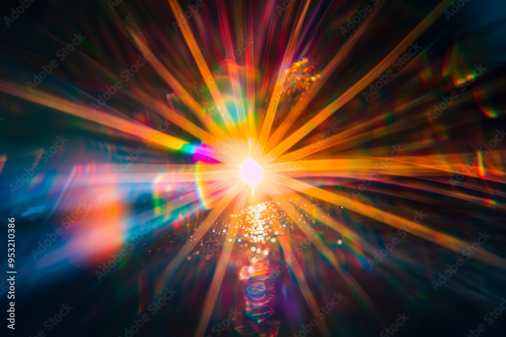 Obraz premium A bright light is shining through a dark room