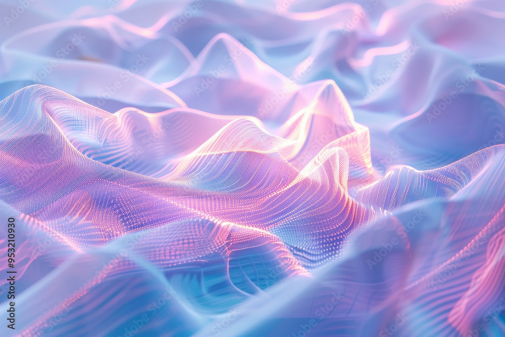 Obraz premium A blue and pink wave of fabric with a purple hue