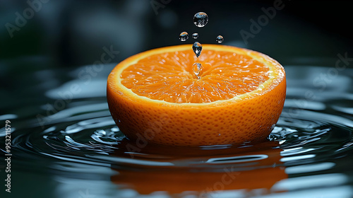 A half of orange floating o...