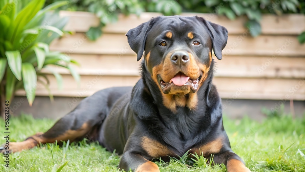 Fototapeta premium Purebred Rottweiler on Green Grass