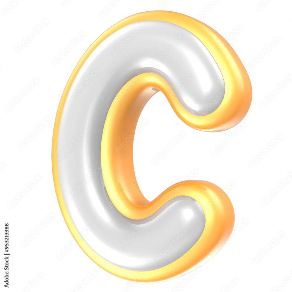 C Font Yellow And White 3D Rendering C Font Yellow And White 3D Rendering