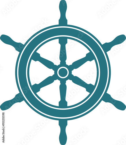 Ship steering wheel. Nautical navigation. Travel symbol