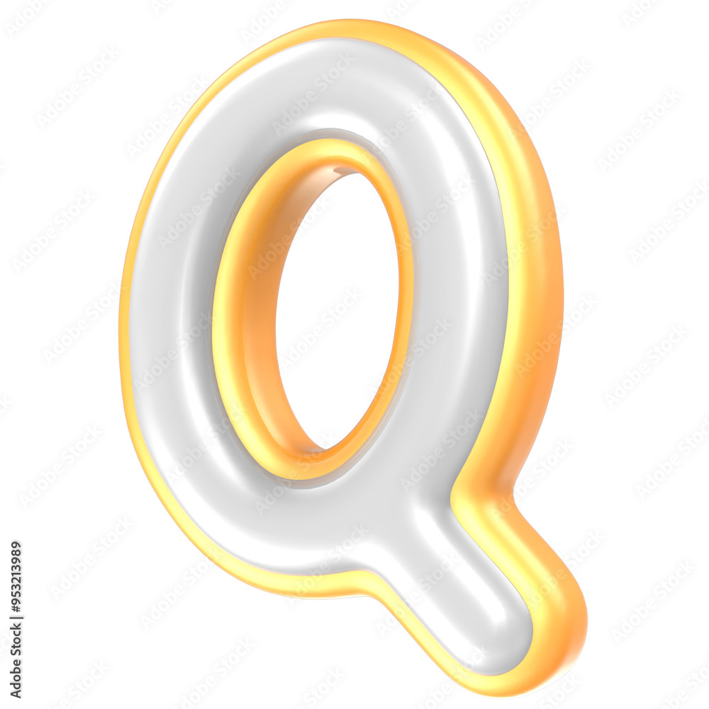 Q Font Yellow And White 3D Rendering Q Font Yellow And White 3D Rendering