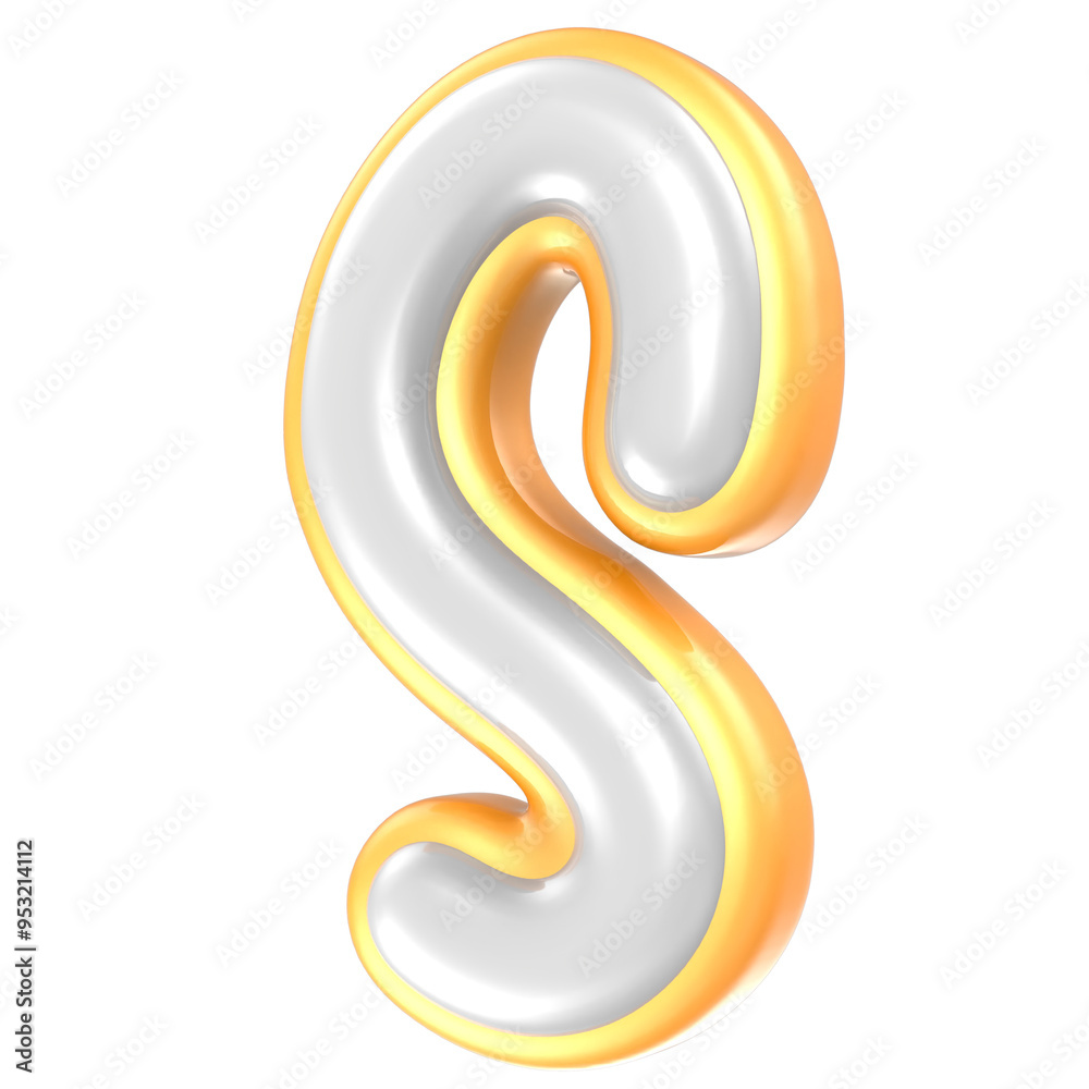 S Font Yellow And White 3D Rendering S Font Yellow And White 3D Rendering