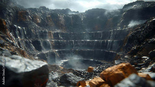 A large, circular quarry wi...