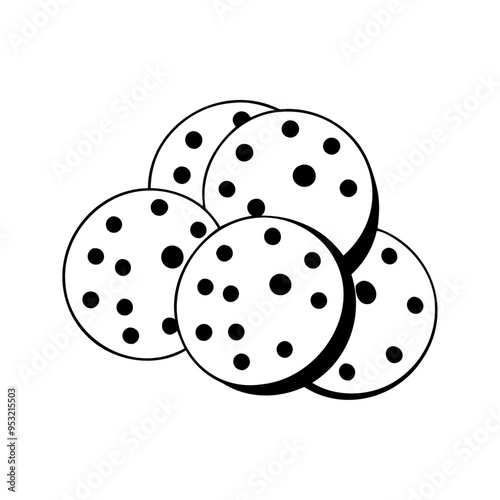 Black silhouette cookie icon and vector illustration